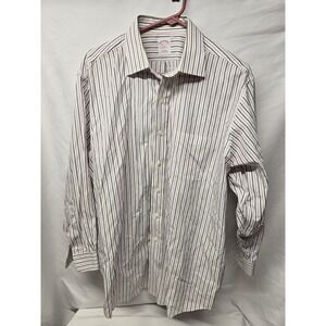 Brooks Brothers 346 Button Up Dress Shirt‎ 16.5-2/3 Non Iron Black Red  Stripes